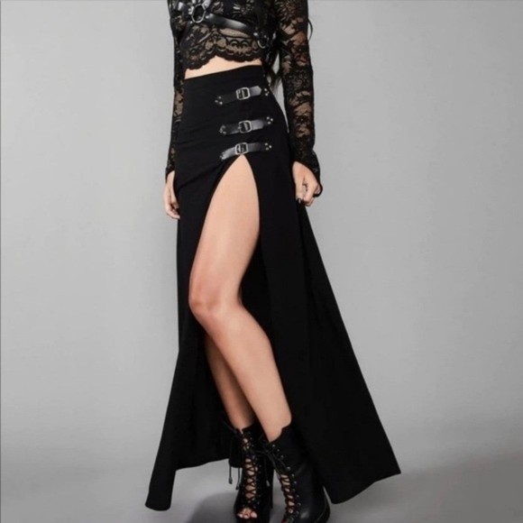 Widow Twilight Doom Buckle Maxi Skirt Dolls Kill Witchy Grunge Punk Goth Size L - Picture 8 of 10